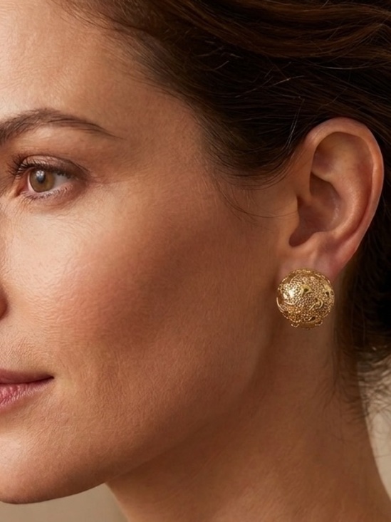 Dior Jewelry - Dior Gold Filigree Dome Clip-On Earrings